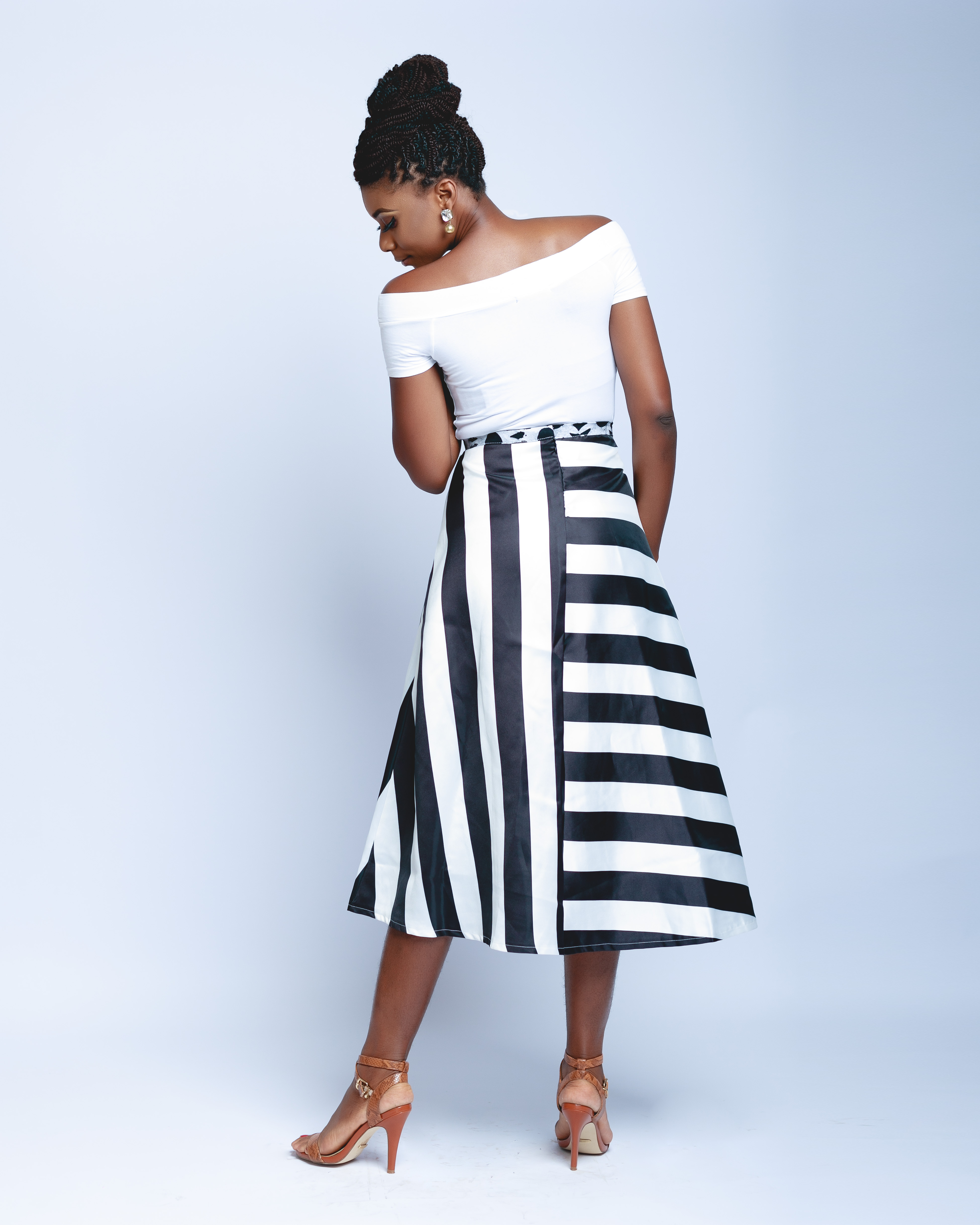 Black & White Midi Skirt 4