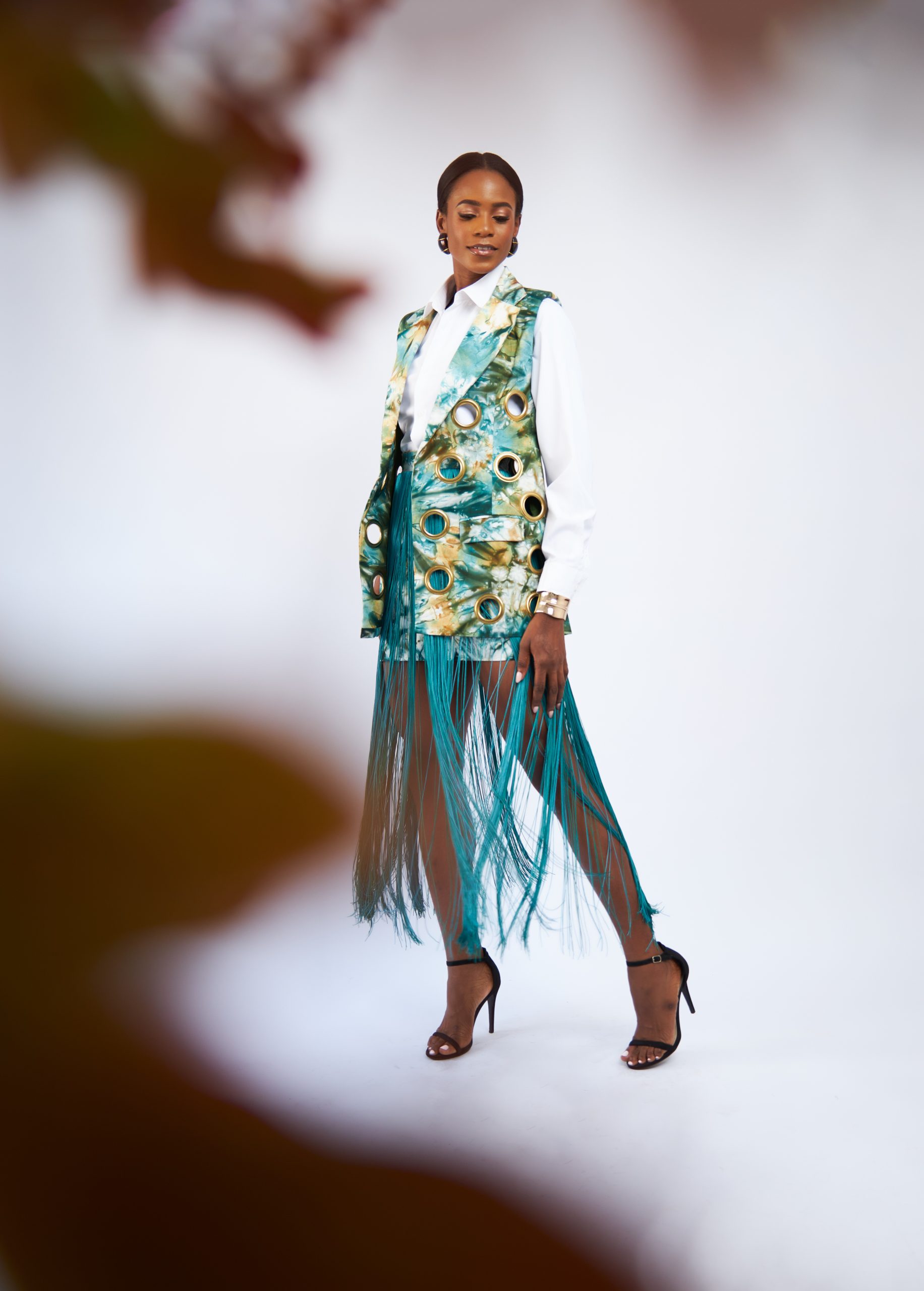Sleeveless Eyelet Blazer, image 1
